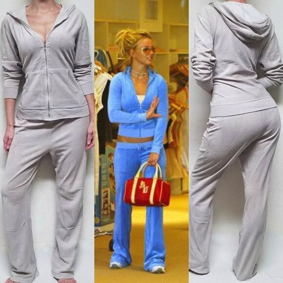 VINTAGE Forenza Tan Velour Hooded Zip Tracksuit